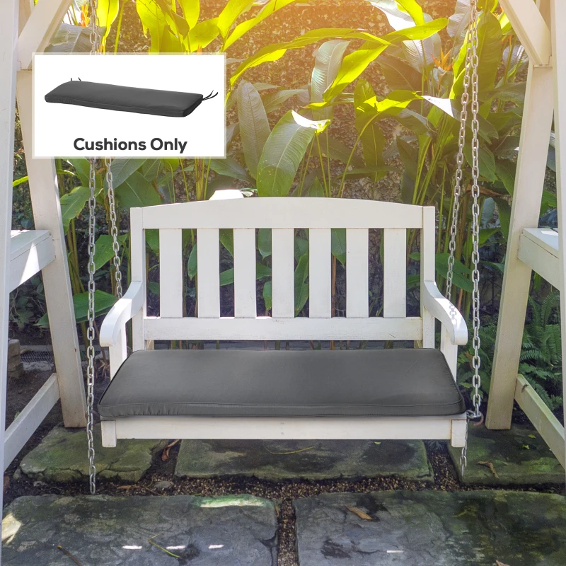Outsunny 2-Seater Garden Bench Cushion with Ties, Swing Chair Cushion, Replacement Cushion for Outdoor Furniture, 110 x 46 cm, Grey