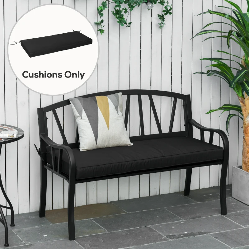 Outsunny Garden Bench Cushion 2 Seater Loveseat Seat Pad for Patio Swing Furniture for Indoor & Outdoor Use, 120 x 50 x 8 cm, Black