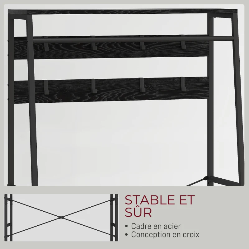 HOMCOM Portant à vêtements industriel avec 2 tiroirs en tissu, étagère, 8 crochets et cadre en acier, 80 x 30 x 180,5 cm, noir