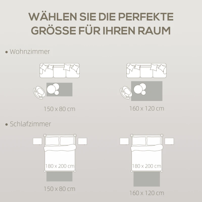 HOMCOM Fleece-Teppich mit Dschungel-Muster, pflegeleicht, Cremeweiß+Bunt
