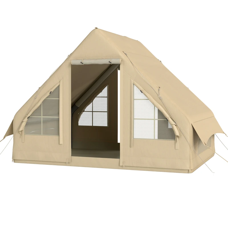 Outsunny Aufblasbares Campingzelt, Schlafzelt, Oxford-Gewebe, Netzfenster, wasserfest