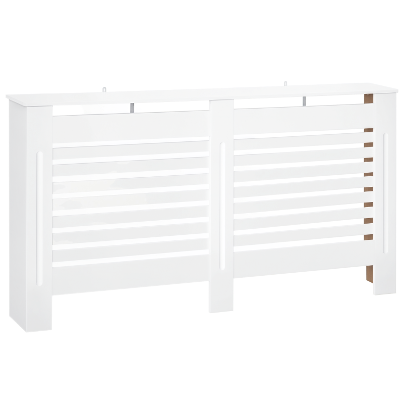 HOMCOM Radiator Cover, Modern MDF White Painted Cabinet with Horizontal Slats for Living Room, Bedroom, 172L x 19W x 81H cm