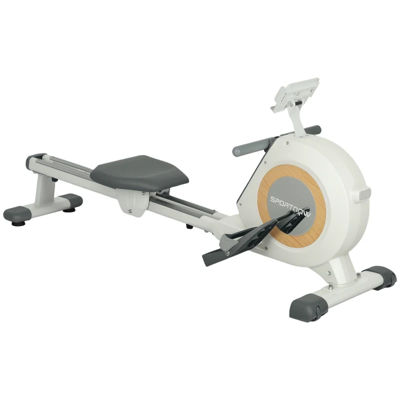 SPORTNOW Rowing Machine, 16-Level Magnetic Rower Machine with LCD Monitor and Phone Holder, White