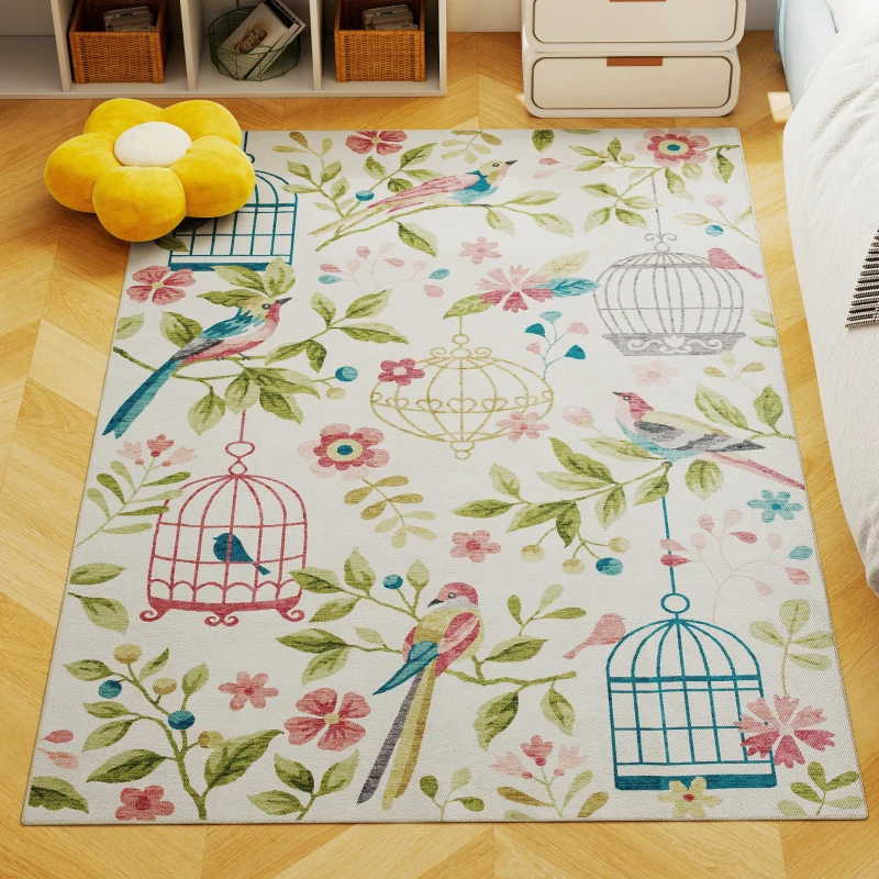 HOMCOM Tappeto Decorato in poliestere, facile da pulire, Antiscivolo, 200x140x1 cm, Multicolore