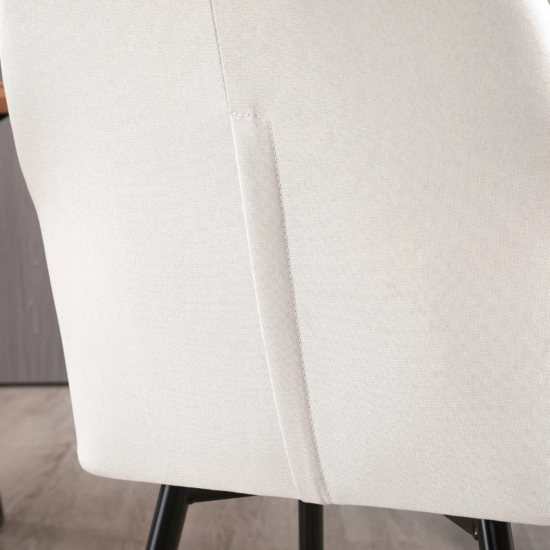 HOMCOM Chaises de salle à manger lot de 4 chaises assise dossier accoudoirs ergonomiques lin beige pieds effilés métal noir