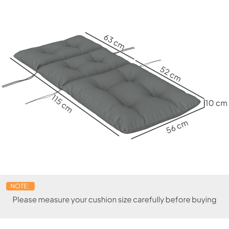 Outsunny 115 x 56cm Rocking Chair Padded Seat Cushion - Light Grey