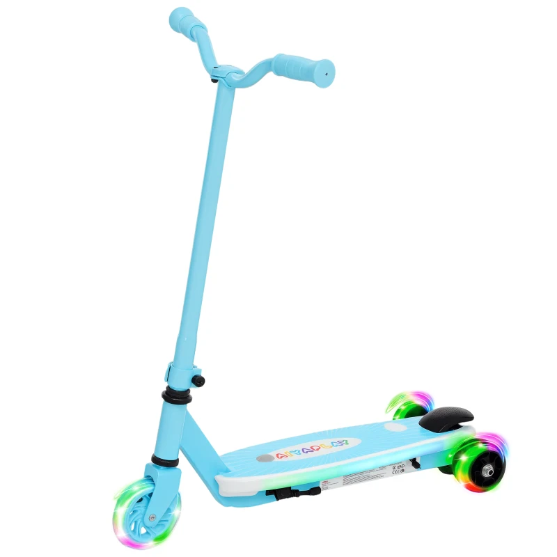 AIYAPLAY Electric Scooter for Kids Aged 4-7 Years, with Flashing LED Lights, Rear Auxiliary Wheels, Blue
