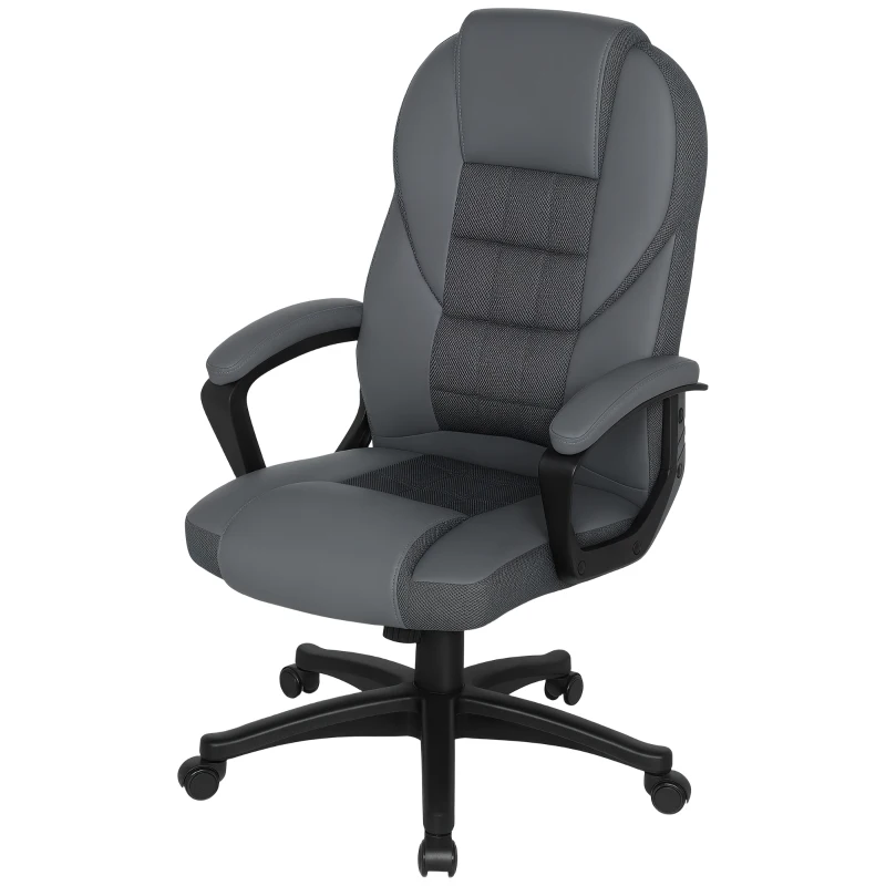 HOMCOM Faux Leather Office Chair - Charcoal Grey