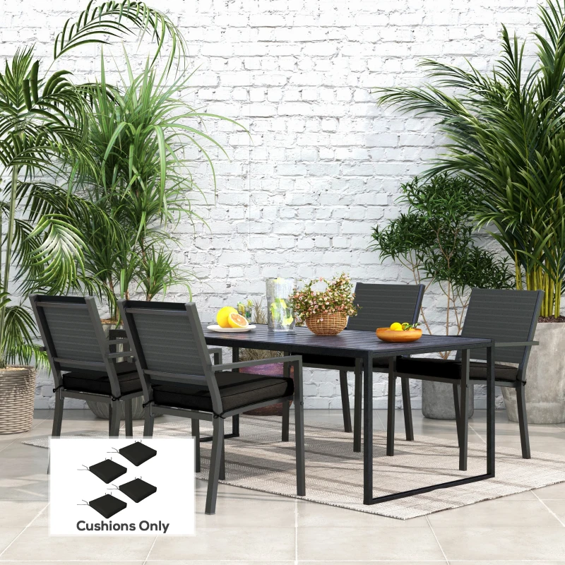 Outsunny 4-Piece Seat Cushions Pillow Replacement, Patio Chair Cushions Set with Ties for Indoor Outdoor, Black