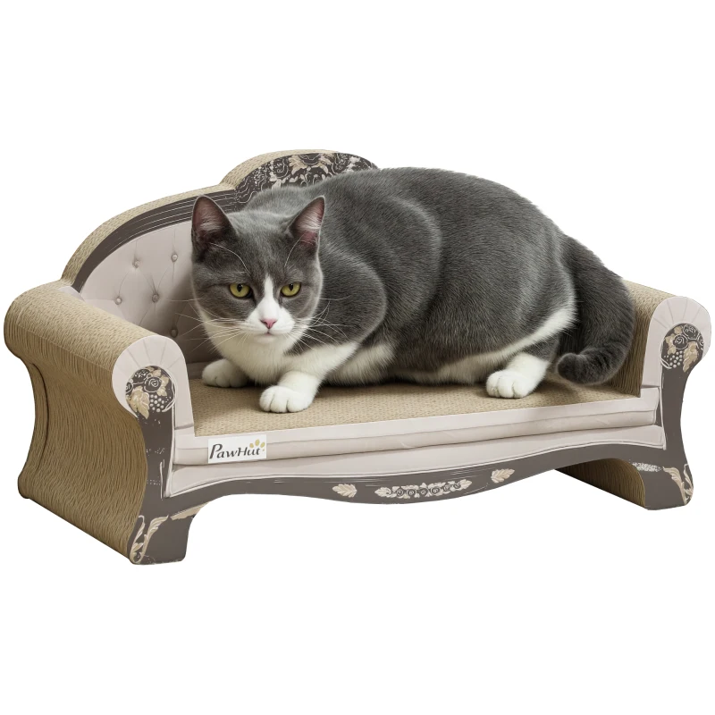 PawHut 2-in-1 Cat Scratcher with Catnip for Indoor Cats, 29.5 x 56 x 26cm, Brown
