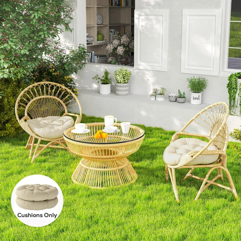 Outsunny Set of Two Φ60cm Outdoor Cushions - Beige