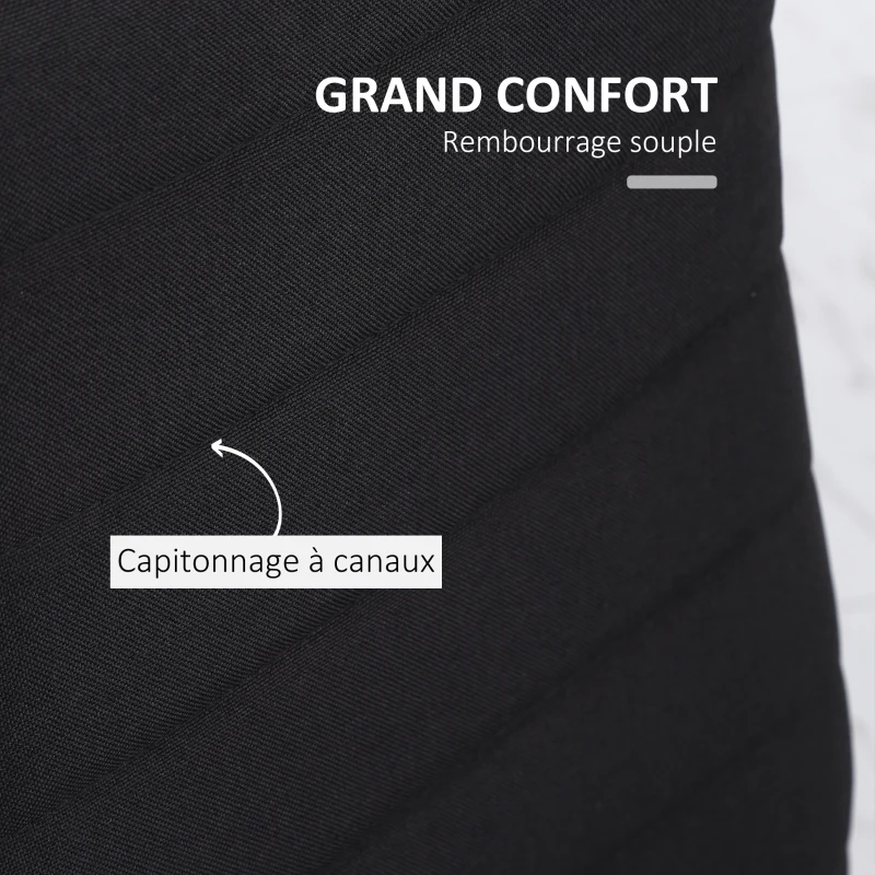 HOMCOM Lot de 4 chaises de salle à manger chaises de cuisine avec dossier haut pieds en métal et tissu en lin 41x50x97cm noir