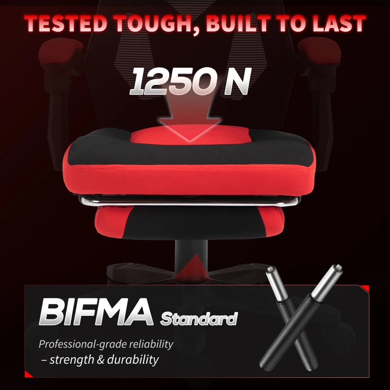 Vinsetto Scaun de Birou Ergonomic și Reclinabil cu Suport pentru Picioare Negru și Roșu