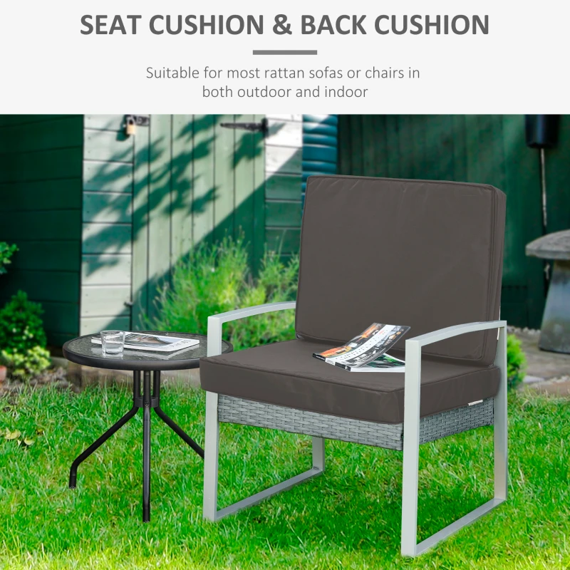 Outsunny Set of 2 Garden Seat and Back Cushion Set - Replacement Cushions for Outdoor Furniture, Including Seat and Back Cushion, Dark Grey
