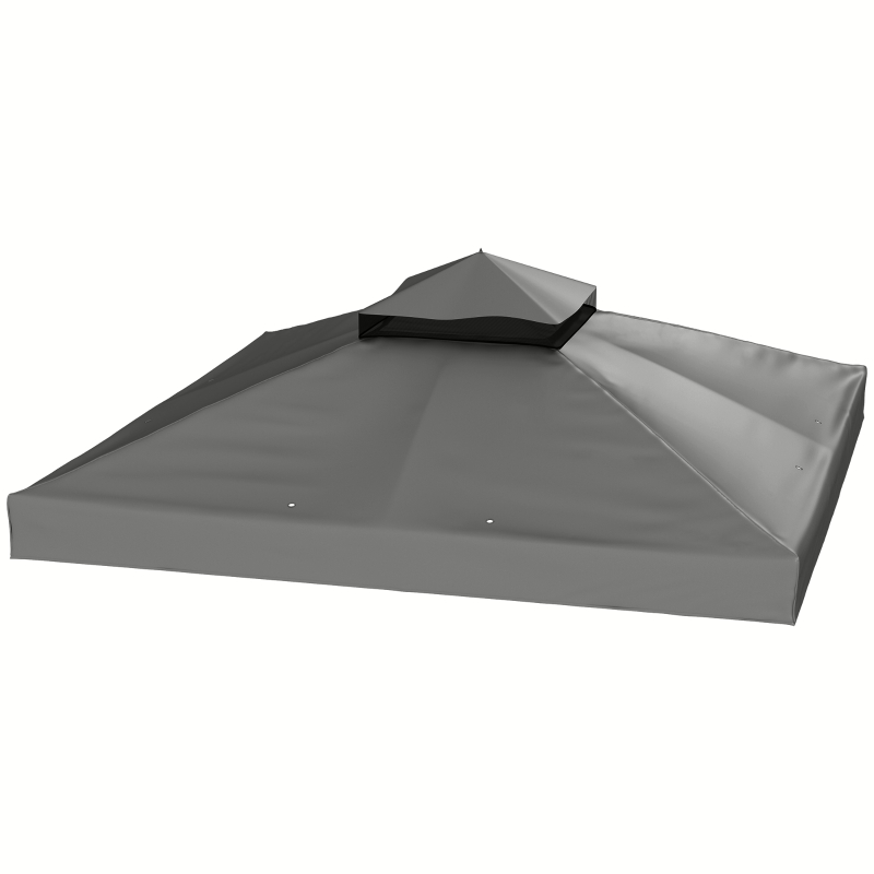Outsunny 3 x 3 m Ersatzdach für Pavillon, Pavillon-Ersatzplane mit Wasserablauf-Löchern, UPF30+, Sonnenschutz, Dunkelgrau