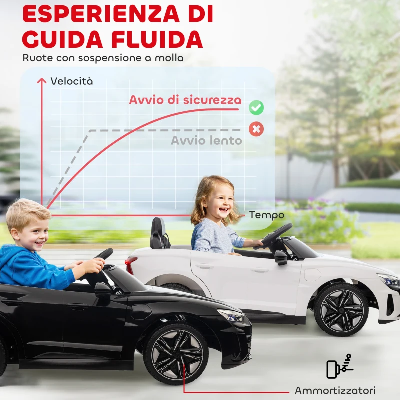 HOMCOM Auto Elettrica per Bambini 3-5 Anni con Telecomando, Sospensioni e Clacson, 103x58x41 cm, Bianca e Nero
