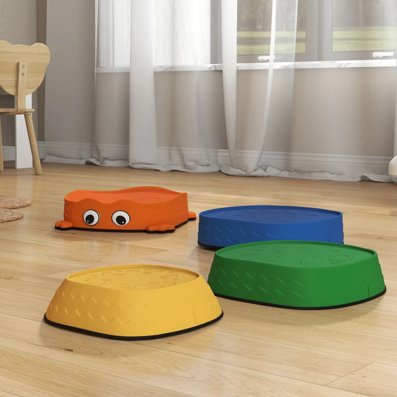 AIYAPLAY Conjunto de Pedras de Equilíbrio Empilháveis para Crianças de 5 Peças com Forma de Rã e Antiderrapantes Multicolor