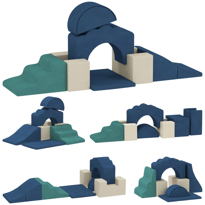 AIYAPLAY Juego de 7 Bloques de Espuma para Niños Bloques de Psicomotricidad Juguete para Aprendizaje para Escalar y Gatear Azul