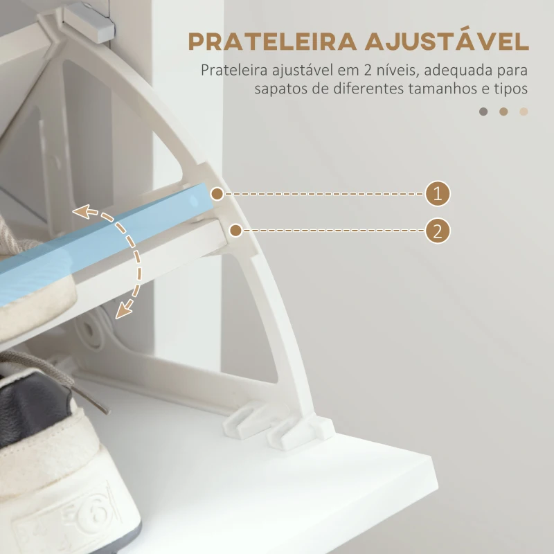 HOMCOM Sapateira Estreita com Prateleiras Ajustáveis e Compartimento Aberto para 10 Pares de Sapatos 58x24x105 cm Branco
