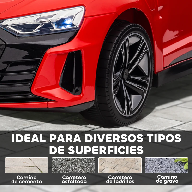 HOMCOM Coche Eléctrico para Niños de +3 Años AUDI RS e-tron GT Coche de Batería con Mando a Distancia 103x58x41 cm Rojo