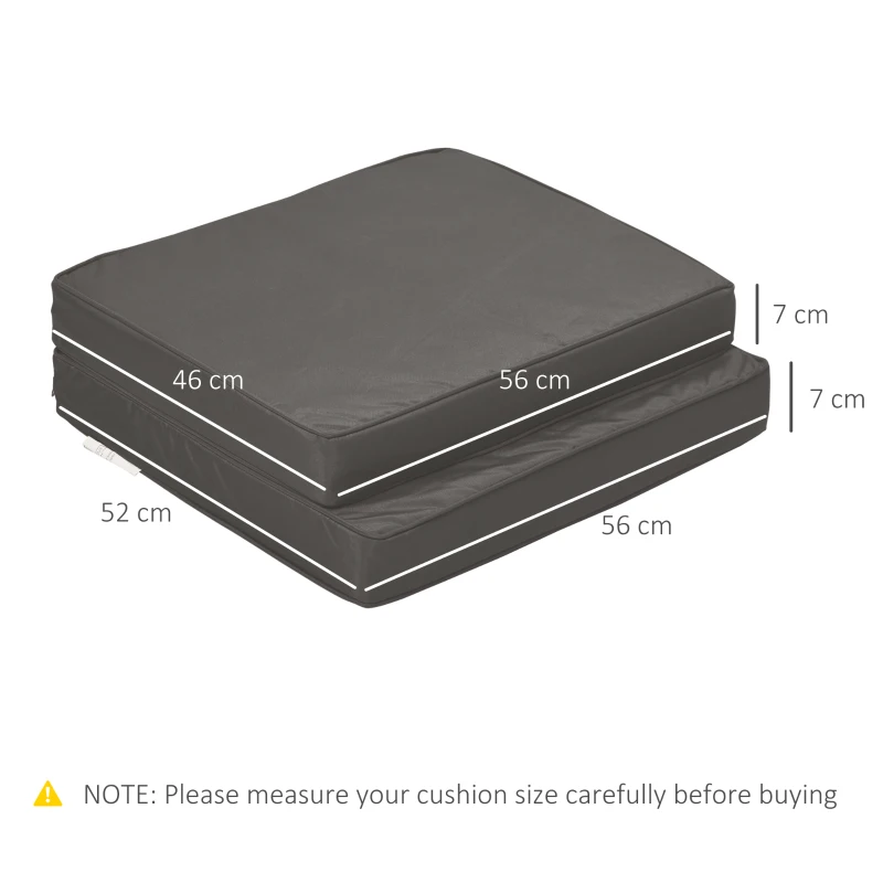 Outsunny Set of 2 Garden Seat and Back Cushion Set - Replacement Cushions for Outdoor Furniture, Including Seat and Back Cushion, Dark Grey