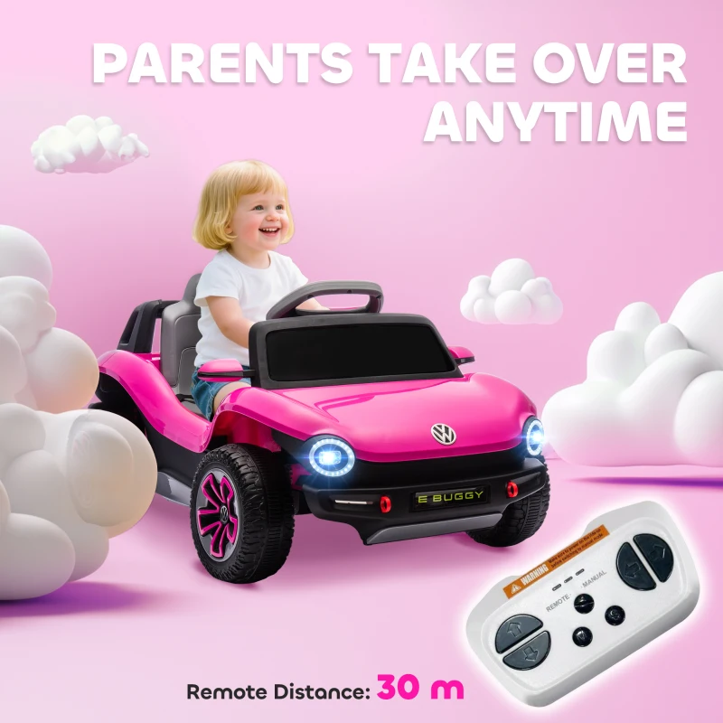 AIYAPLAY Volkswagen Licensed Kids Electric Car with Remote Control for Ages 3-6 Years, Pink