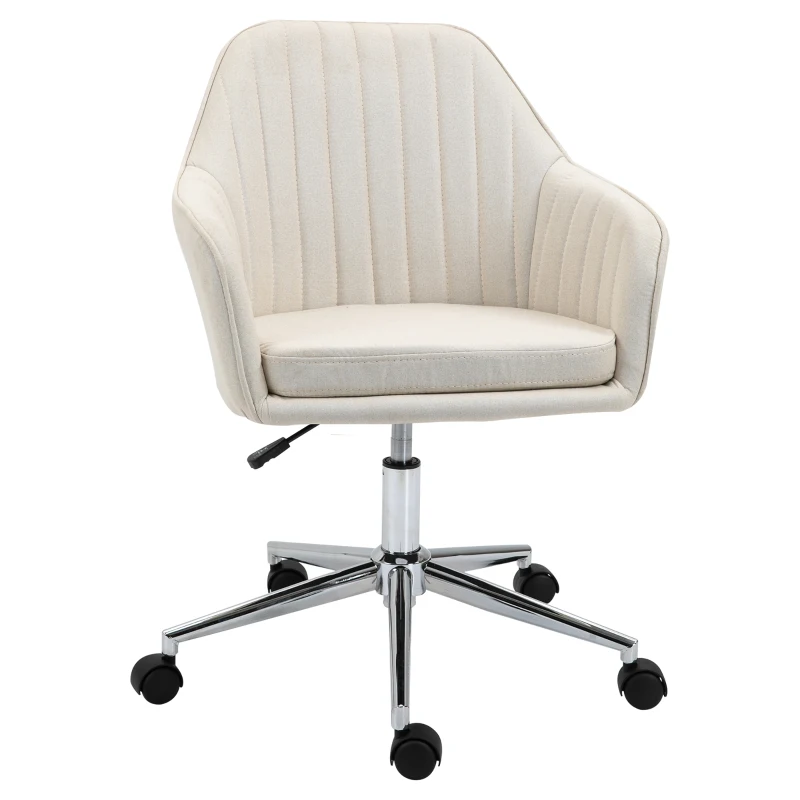 Vinsetto Cadeira de Escritório Cadeira de Secretária com Altura Regulável e Base Giratória para Escritório 61x59x86-96 cm Bege
