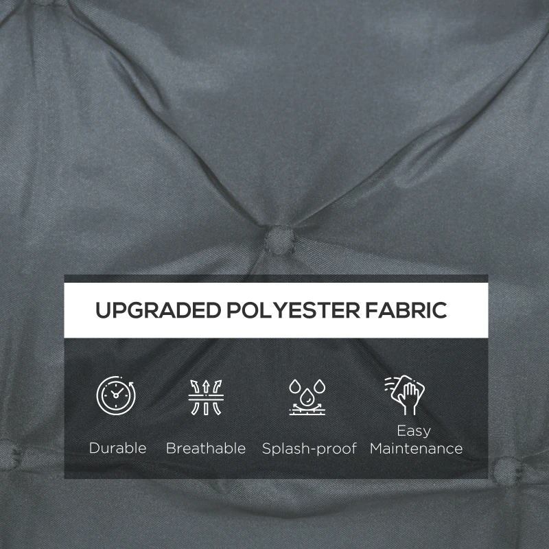 Outsunny 2 Seater Bench Cushion, Garden Chair Cushion with Back and Ties, Indoor and Outdoor Use, 98x100 cm, Dark Grey