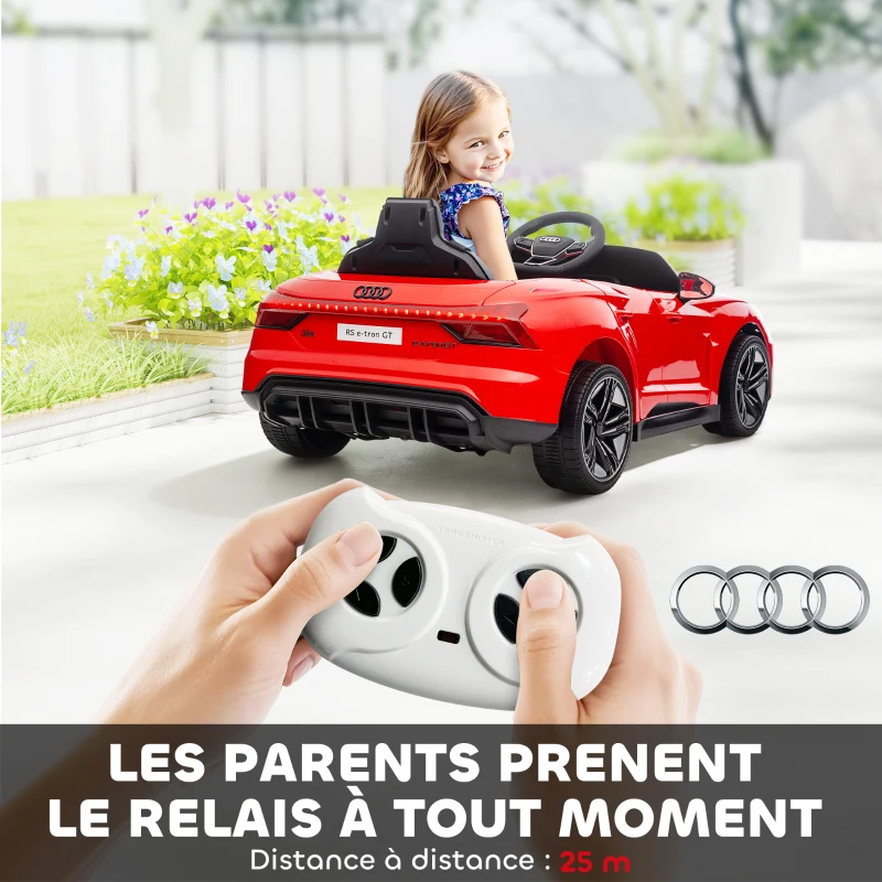 HOMCOM Voiture électrique enfant 12 V - véhicule électrique avec télécommande parentale fournie - V. Max. 5 Km/h - effets sonores, lumineux - Audi RS E-tron GT rouge(m-5)