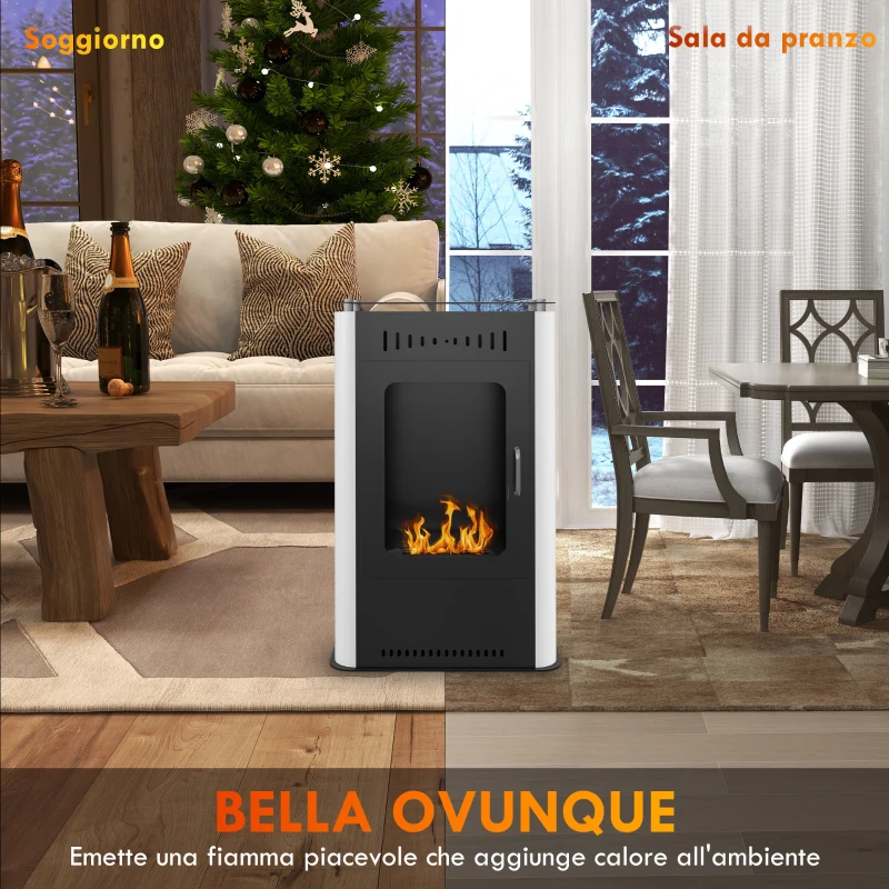 HOMCOM Camino a Bioetanolo da Terra 1.2L con Mensola Superiore, in Acciaio, 50x27x82 cm, Bianco e Nero