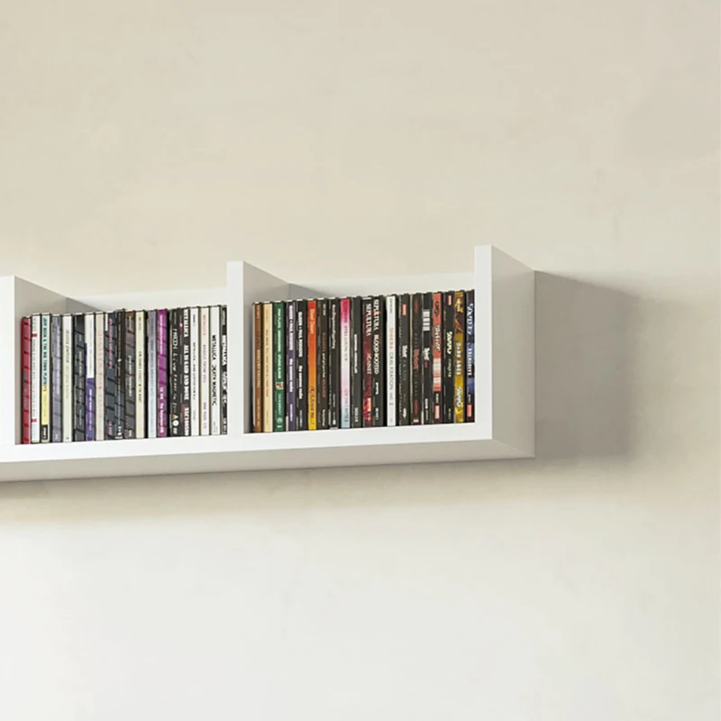 HOMCOM Wall Mount 84 CD / 56 DVD/Blu-ray/ Media Storage Rack 4 Cubes Wooden Shelf Organizer Unit Bookcase Display (White)