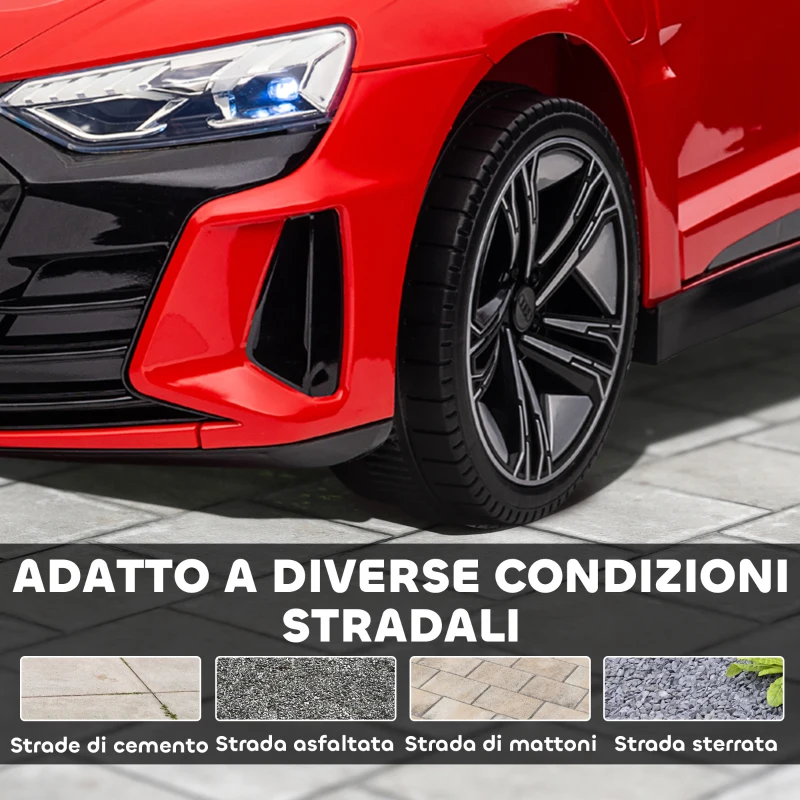 HOMCOM Macchina Elettrica per Bambini 5 Anni max Licenza Audi con Pulsanti, Cinture e Fari, 103x58x41 cm, Rossa e Nera