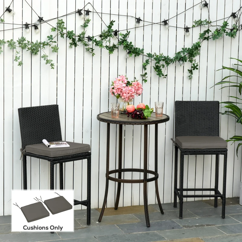 Outsunny Set of 2 Garden Chair Cushions with Ties, 45 x 45 cm Replacement Cushions for Outdoor Furniture, Dark Grey