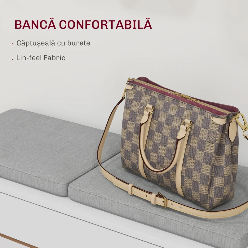 Homcom Set Hol 4‑in‑1 – Banca cu Scaun, Cuiere & Oglinda Alb(m-6)
