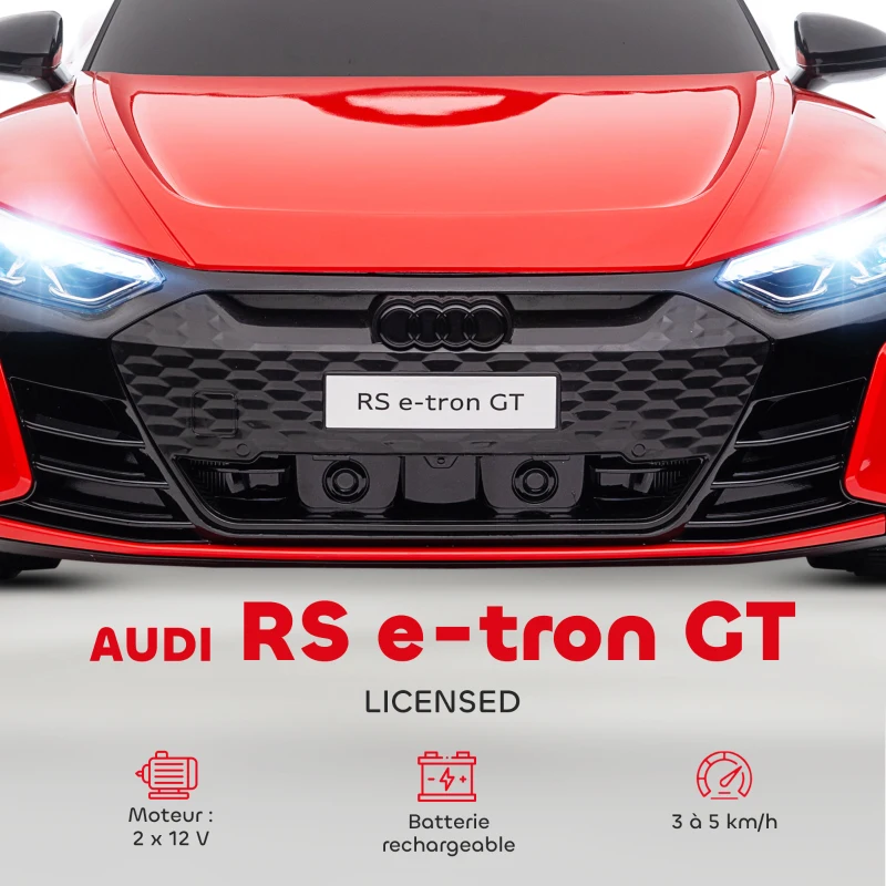 HOMCOM Voiture électrique enfant 12 V - véhicule électrique avec télécommande parentale fournie - V. Max. 5 Km/h - effets sonores, lumineux - Audi RS E-tron GT rouge(m-4)