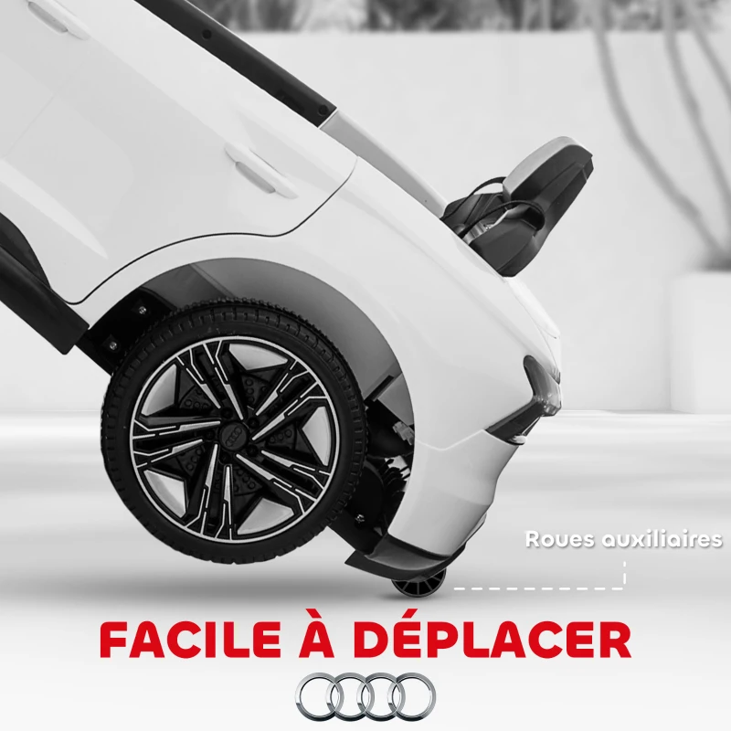 HOMCOM Voiture électrique enfant 12 V - véhicule électrique avec télécommande parentale fournie - V. Max. 5 Km/h - effets sonores, lumineux - Audi RS E-tron GT blanc(m-6)