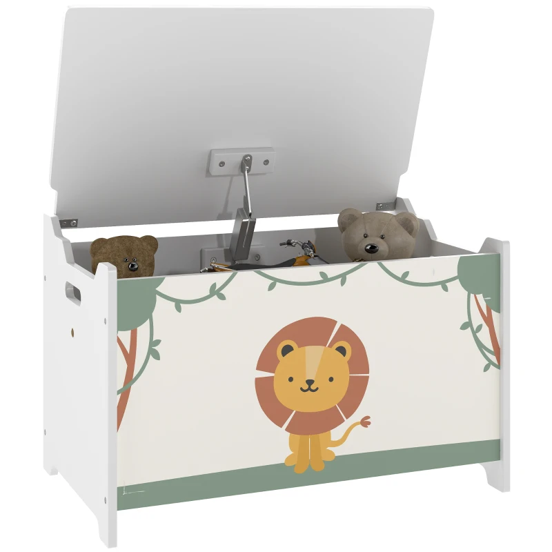 AIYAPLAY Toy Box with Lid, Safety Hinges and Groove Handles, Toy Storage organiser for Kids, Living Room, Playroom, Green