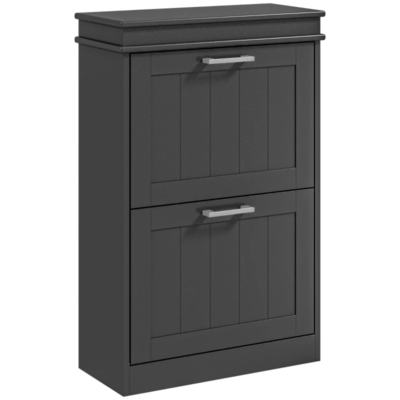 HOMCOM Two-Drawer Minimalistic 10-Shoe Cabinet - Black