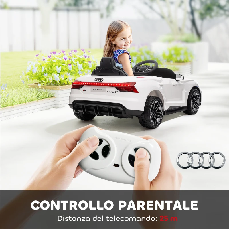 HOMCOM Auto Elettrica per Bambini 3-5 Anni con Telecomando, Sospensioni e Clacson, 103x58x41 cm, Bianca e Nero