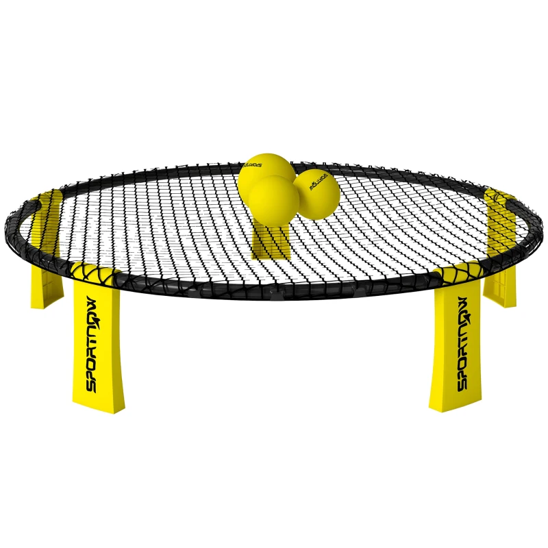 SPORTNOW Ensemble jeu de mini-volleyball en plein air avec filet, 3 balles et pompe, portable avec sac de transport jaune
