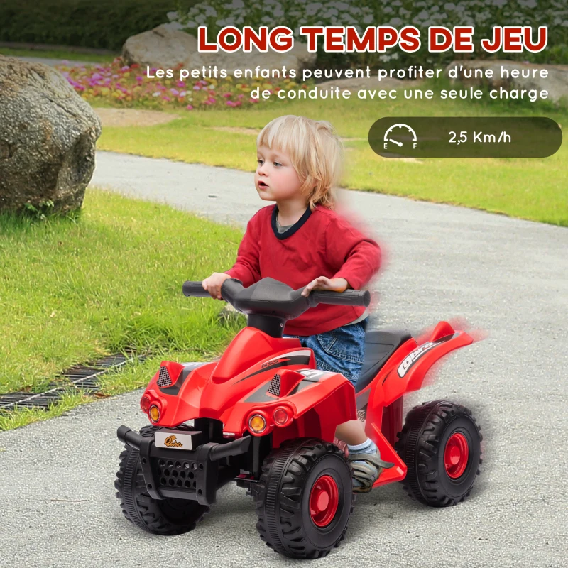 AIYAPLAY Quad électrique enfant vitesse 2,5 km/h, marche avant, fonction musique, pour enfants 2 à 6 ans, rouge(m-5)