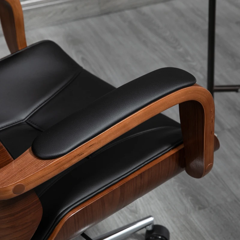Vinsetto Fauteuil de bureau, chaise de bureau avec appui-tête amovible hauteur réglable et fonction de bascule, 66x65x125cm, noir