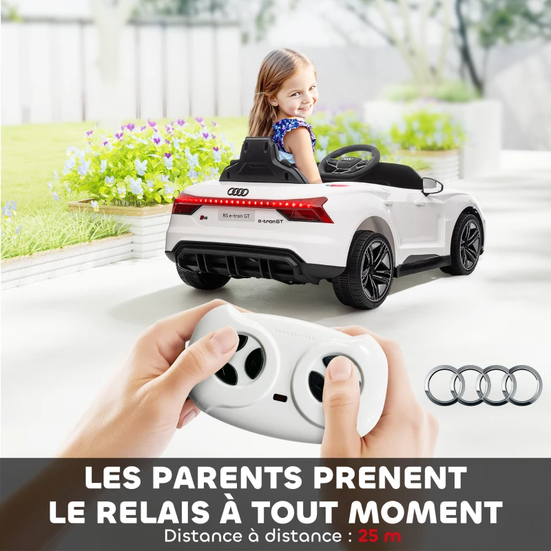 HOMCOM Voiture électrique enfant 12 V - véhicule électrique avec télécommande parentale fournie - V. Max. 5 Km/h - effets sonores, lumineux - Audi RS E-tron GT blanc(m-5)