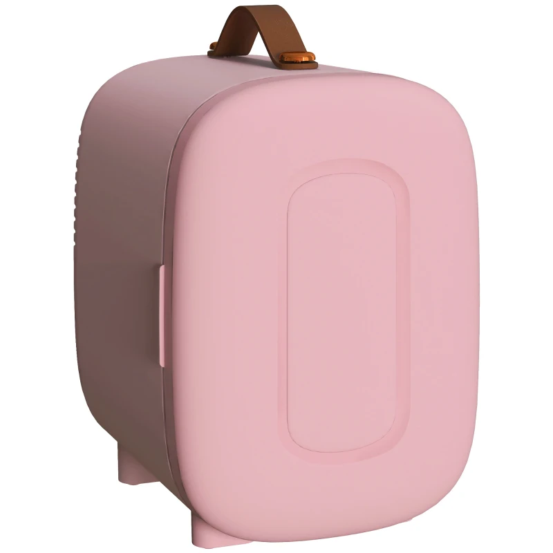 HOMCOM Frigorífico Pequeno de Cosméticos 4L 9V/240V para Arrefecer e Aquecer Mini Frigorífico para Beleza 20,3x26,3x28 cm Rosa