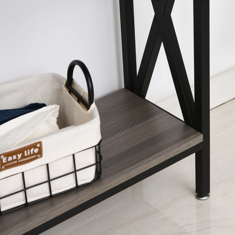 HOMCOM Table Console Table d'Entrée Industriel Multi-rangements 120 x 23,5 x 75 cm Bois Gris