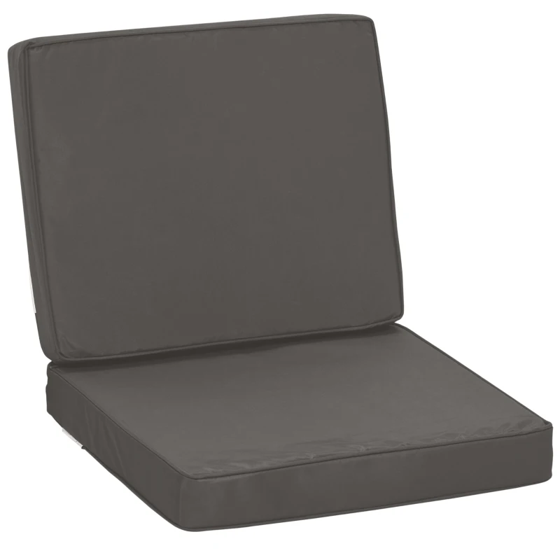 Outsunny Set of 2 Garden Seat and Back Cushion Set - Replacement Cushions for Outdoor Furniture, Including Seat and Back Cushion, Dark Grey