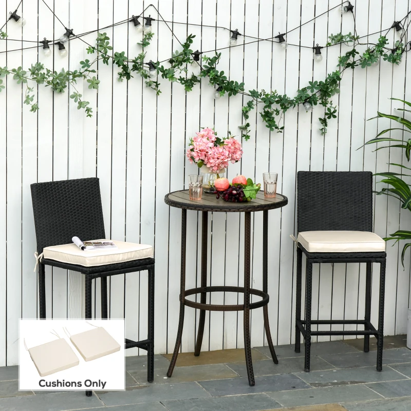 Outsunny Set of 2 Garden Chair Cushions with Ties, 45 x 45 cm Replacement Cushions for Outdoor Furniture, Cream White