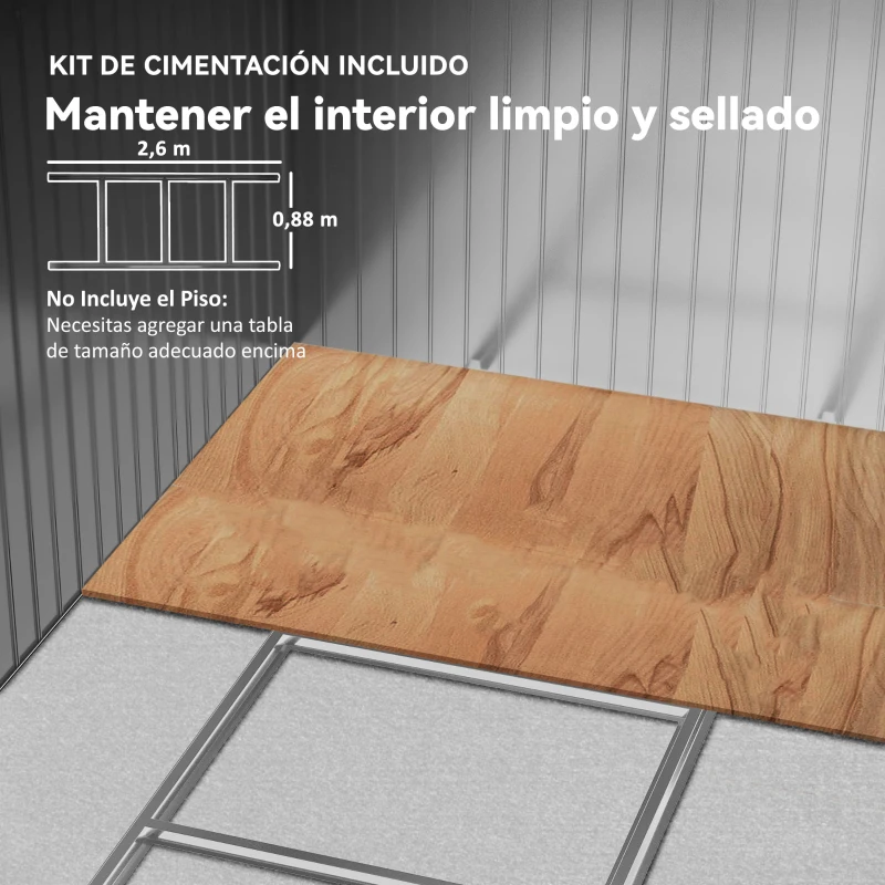 Outsunny Cobertizo de Jardín 4,9 m² 277x195x192 cm con 2 Puertas Corredizas Techo Inclinado y 4 Ventanas Marrón