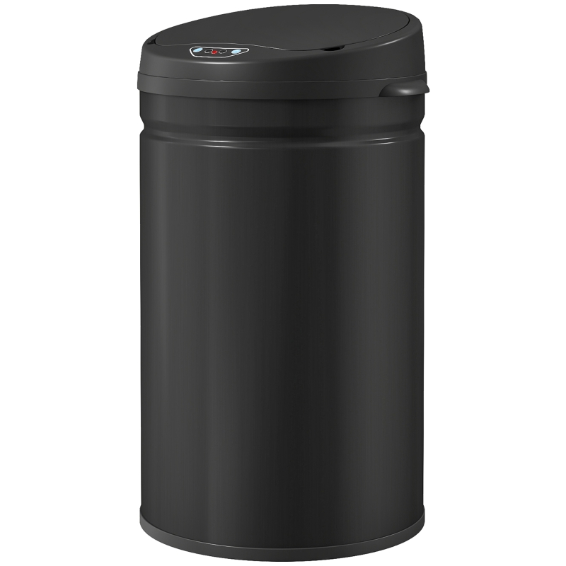HOMCOM Seau à Ordures Cuisine Automatique 30 L Capteur Infrarouge Fermeture Automatique Anti-traces Acier Inoxydable Noir