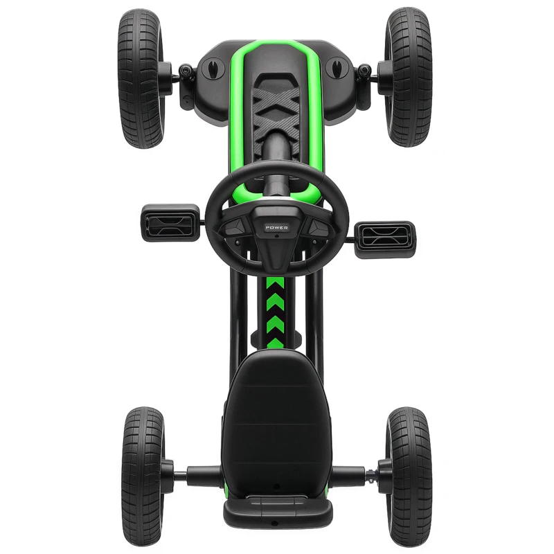AIYAPLAY Kart Pedais Kart com Rodas Antiderrapantes de EVA Estrutura Metálica Carga 30 kg para Crianças de 2-5 Anos 85,5x49x57 cm Verde